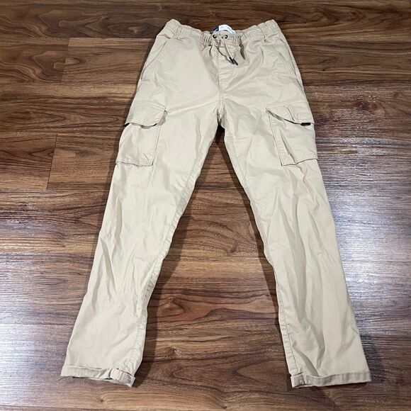 Old Navy Tech Taper Joggers Quick Dry Drawstring Cargo Pants Beige Boys XL 14-16 - Picture 1 of 8